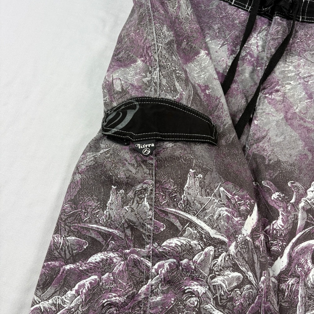 Kirra Board Shorts Mens 36 Gray Purple Fallen Angel Graphic Surf Vintage Y2K - Picture 3 of 10
